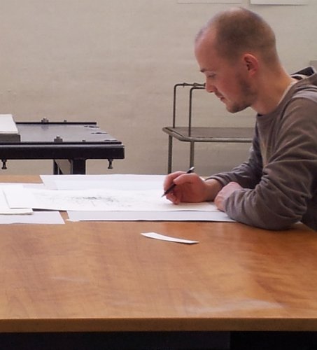 Jóhan Martin Christiansen signing 'Repeated Passages. Hidden Faces'